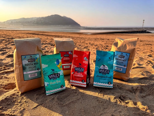 Coffee packs on beach