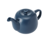 Blue ceramic teapot on a white background