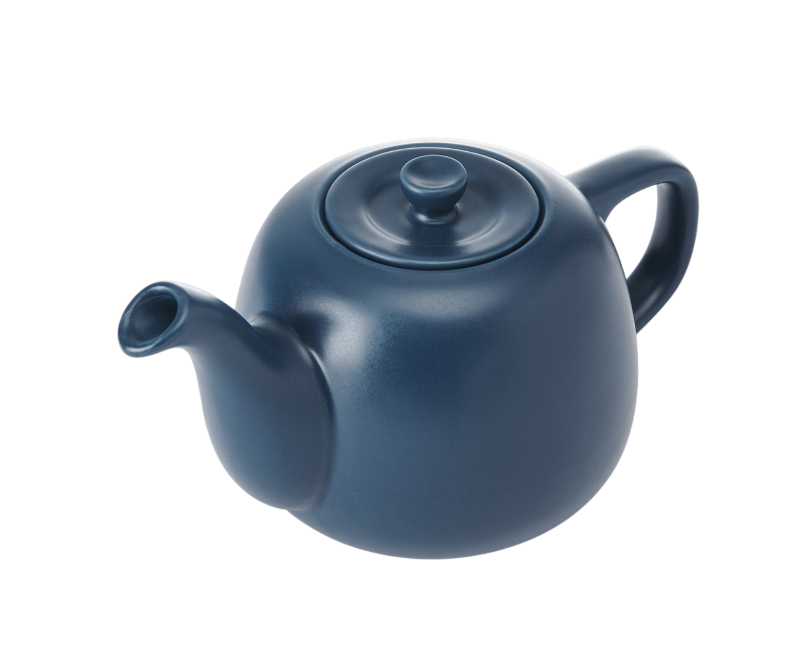 Blue ceramic teapot on a white background