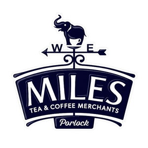 Logo of Miles Tea & Coffee Merchants with an elephant on a weathervane design.