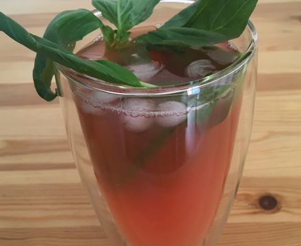Peach, Lemon, Mango and Basil Lemonade 