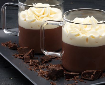 Creamy coffee and chocolate cups