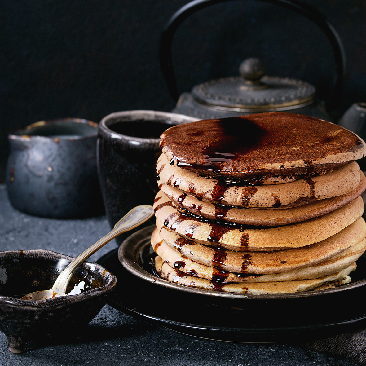American Pancakes with a coffee twist and rich coffee syrup